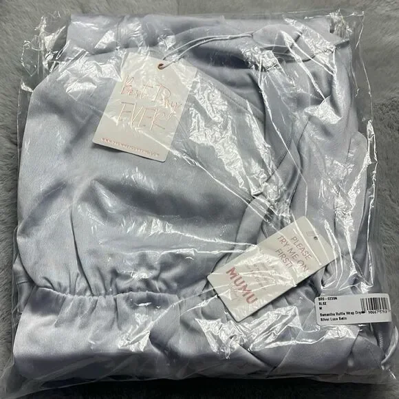 🔥 NWT bridesmaids Show Me Your MuMu Samantha Ruffle Wrap Dress | M 🔥 - Picture 3 of 6